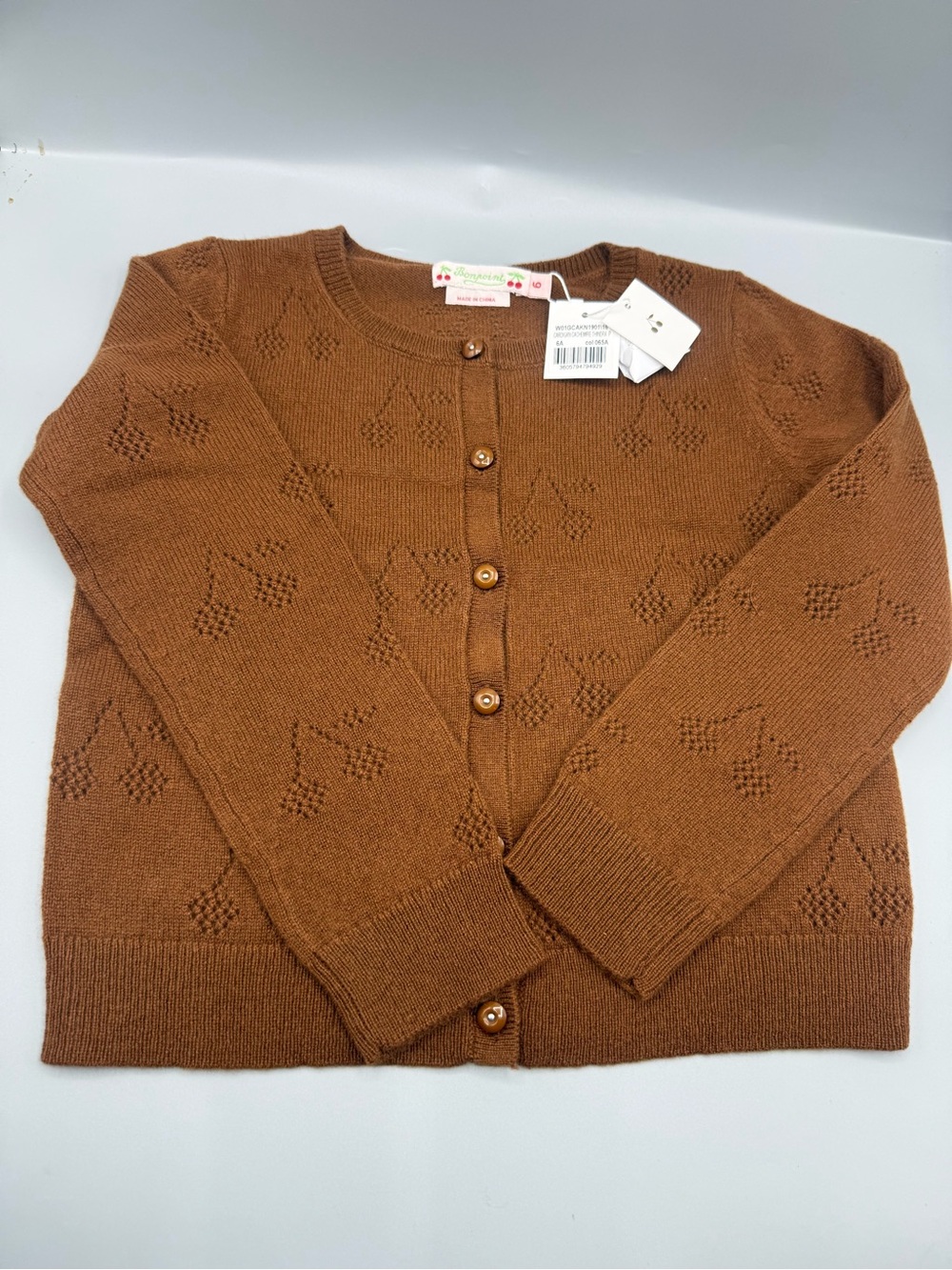 Bonpoint Chestnut Brown Button-Front Knit Cardigan